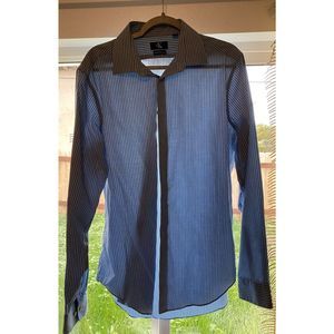 Calvin Klein Mens long sleeve slim fit non-iron blue checker shirt 16 36/37